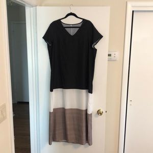 Maxi dress black cream and taupe. Never worn. Soft and flowy